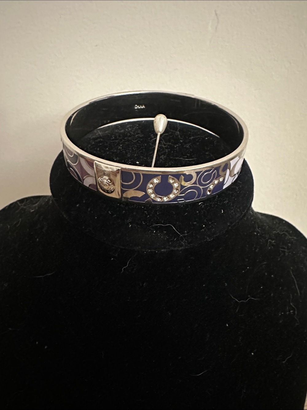 Coach Vintage Y2K Signature Purple Enamel Wide Slip On Bangle Bracelet